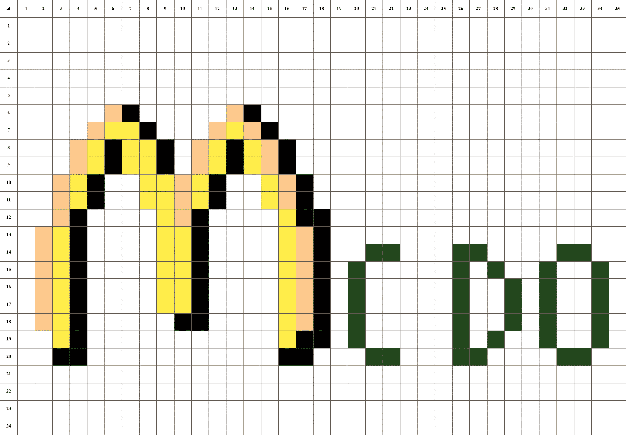 Logo Mc Donald Pixel Art Prosty Szablon Do Rysowania