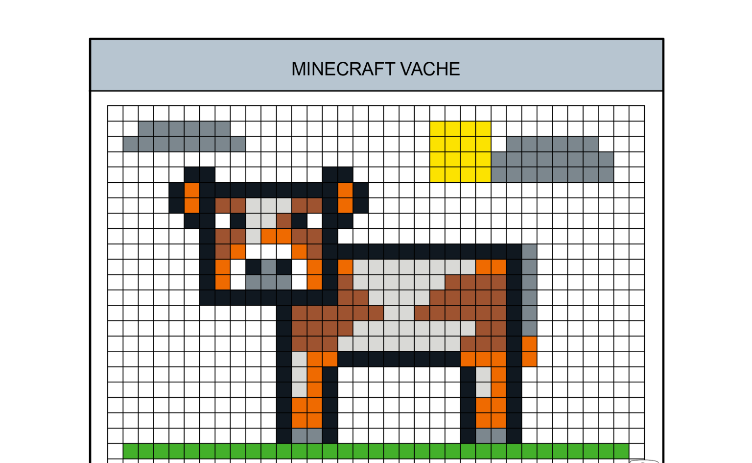 Minecraft Koe Pixel Art Eenvoudig Sjabloon Om Te Tekenen The Best Porn Website