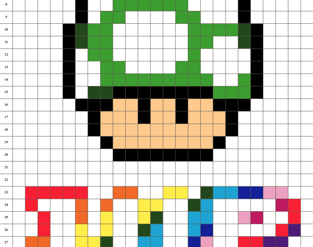 1up hampignon Mario Pixel art