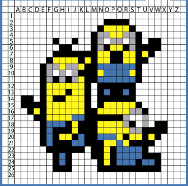 The Minion trio Pixel Art : Free to watch and download