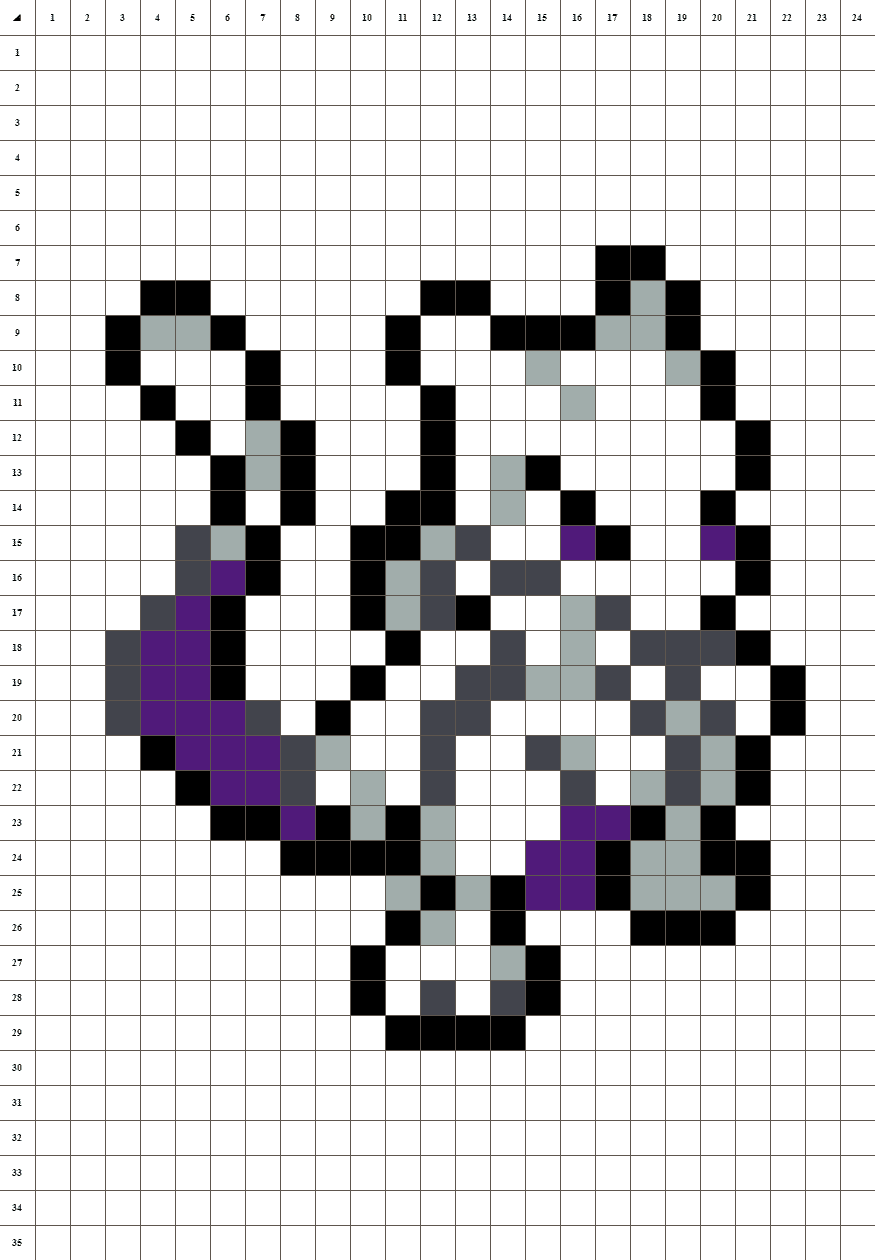 Mewtwo Pokemon Pixel Art - Simple template for drawing