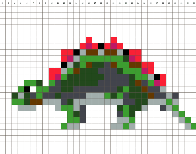 Pixel Art Dinosaurier Stegosaurus