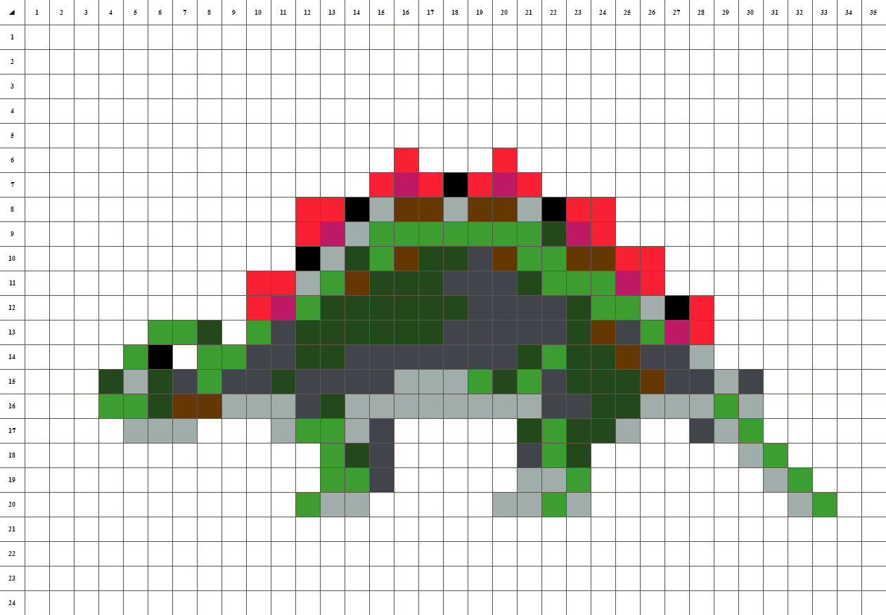 Pixel Art Dinosaurier Stegosaurus