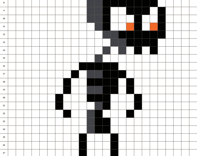 Pixel Art Skelett