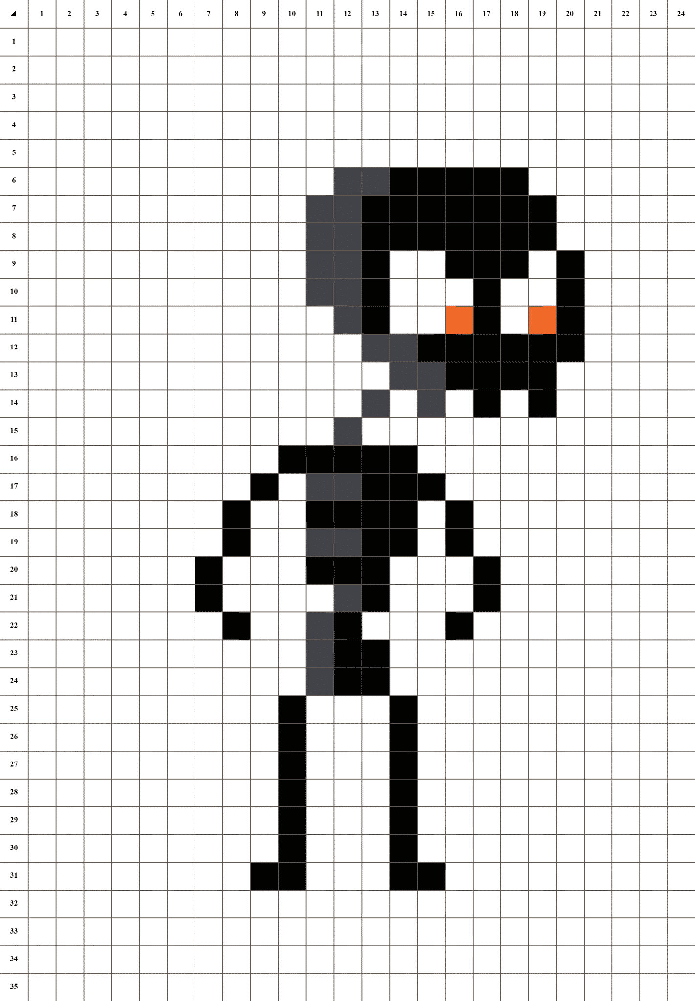 Pixel Art Skelett