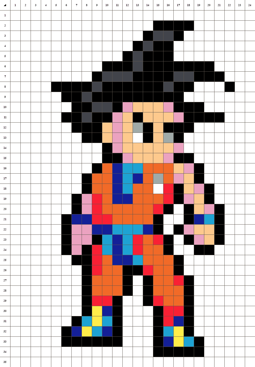 Goku Pixel Art - Simple drawing pattern