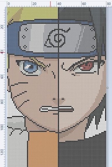 Sasuke und Naruto Pixel Art