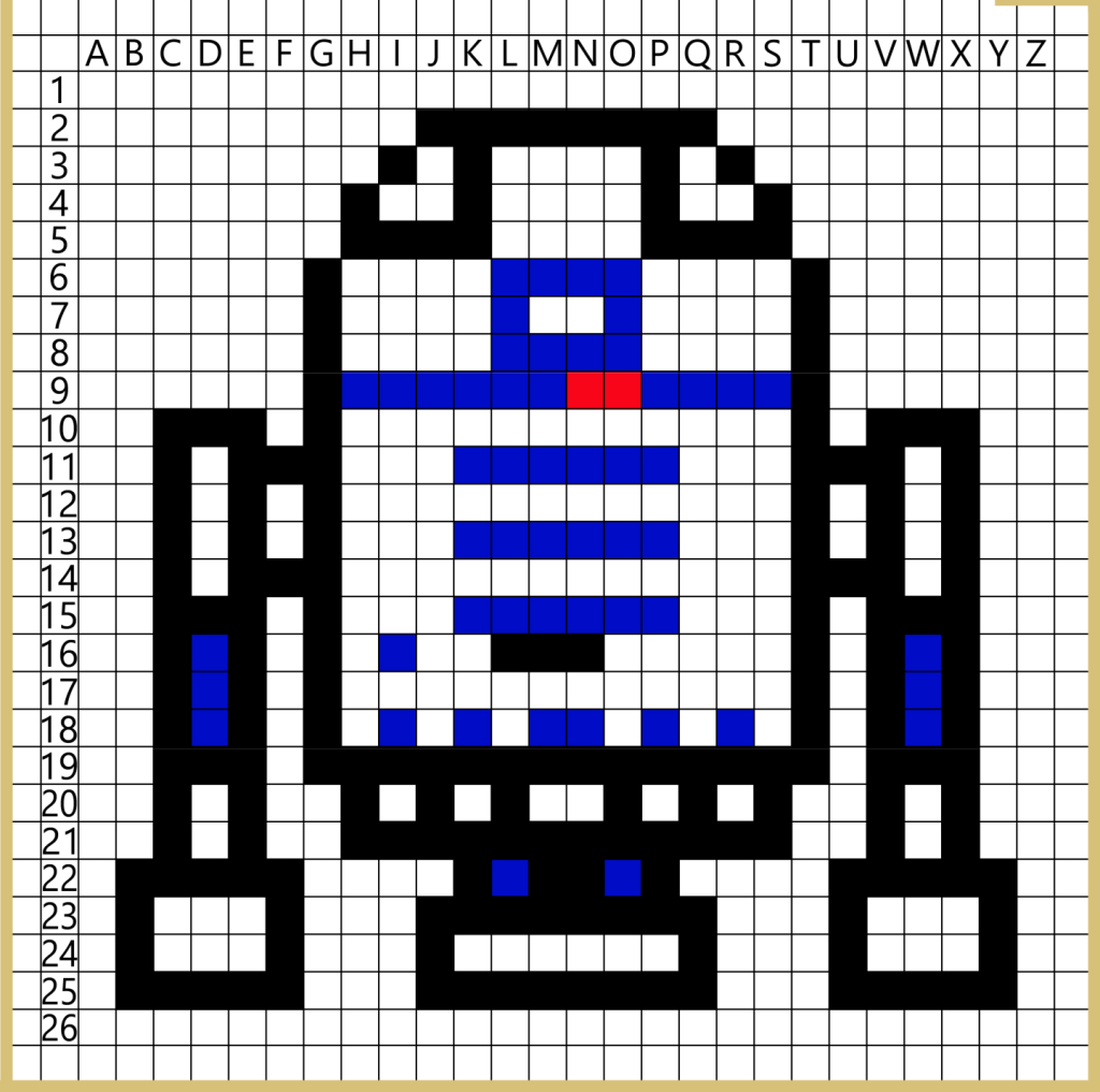 Star Wars R2D2 Pixel Art - Simple template for drawing