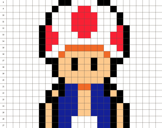 Toad Mario Pixel Art