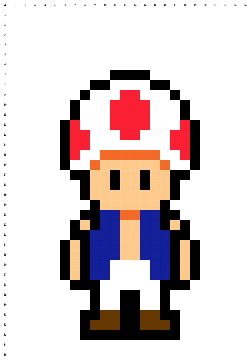 Toad Mario Pixel Art