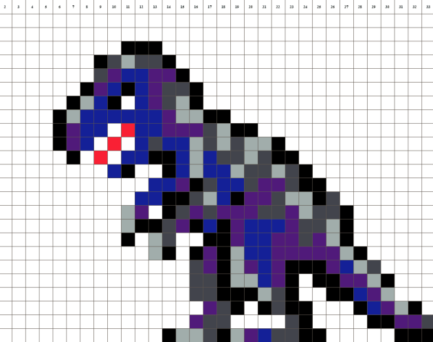 Tyrannosaurus Dinosaurier Pixel Art