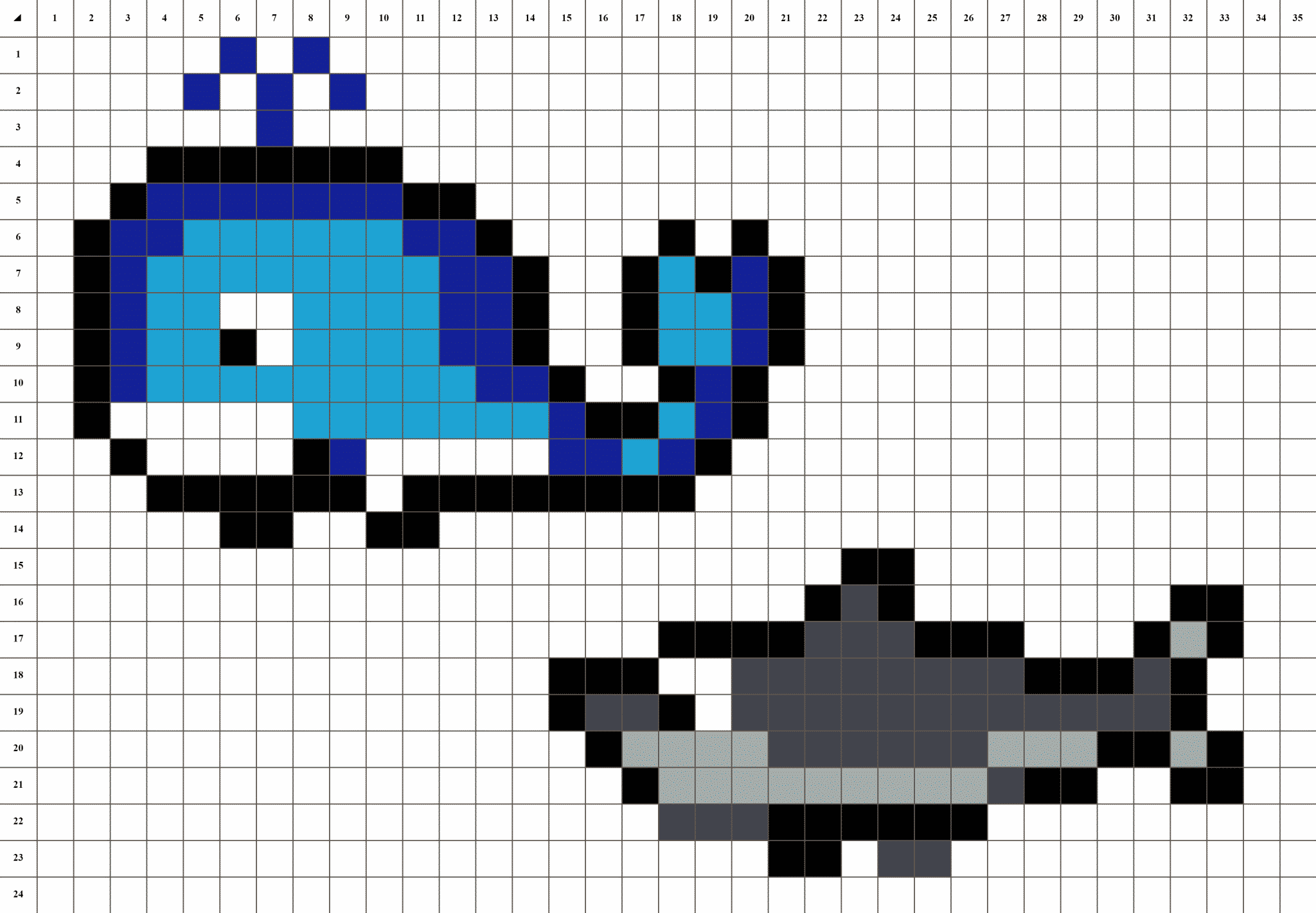 Wal und Hai Pixel Art