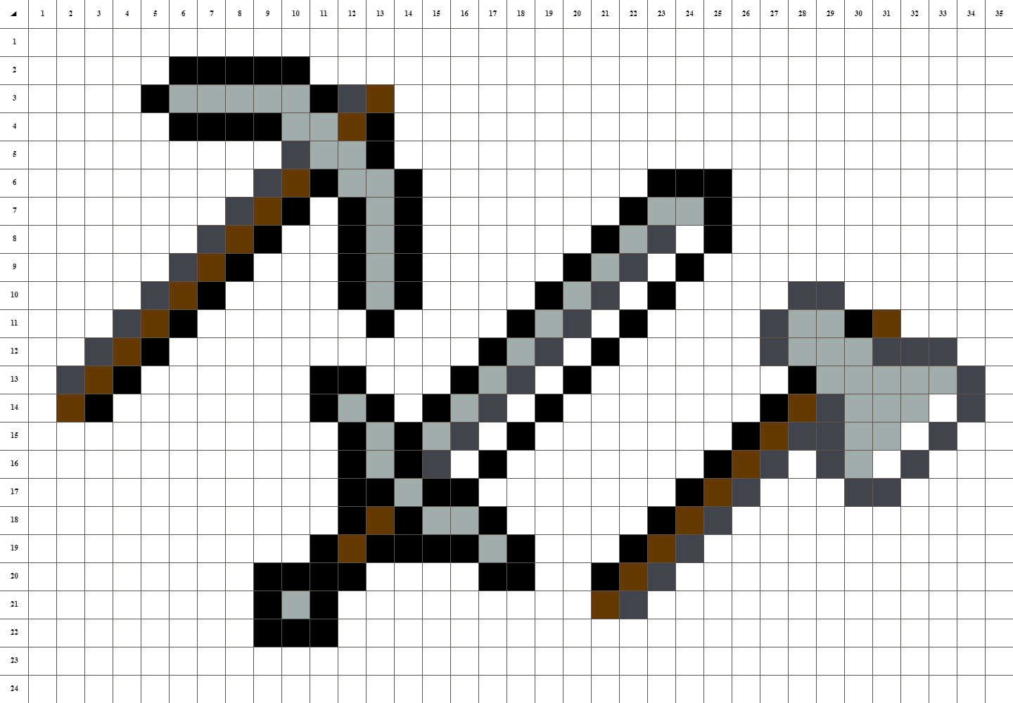Minecraft-Tools Pixel art (Spitzhacke, Schwert, Axt)