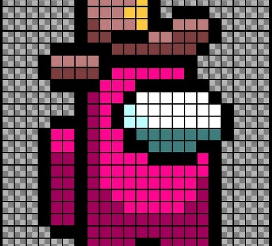 Pink among us Imposter pixel art