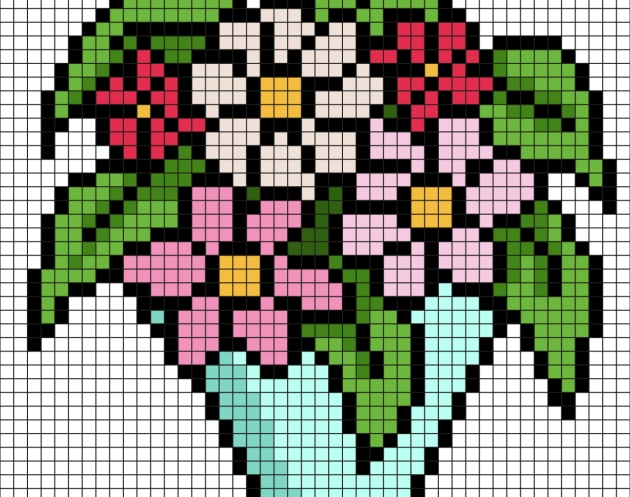 Pixel Art Blumenstrauß