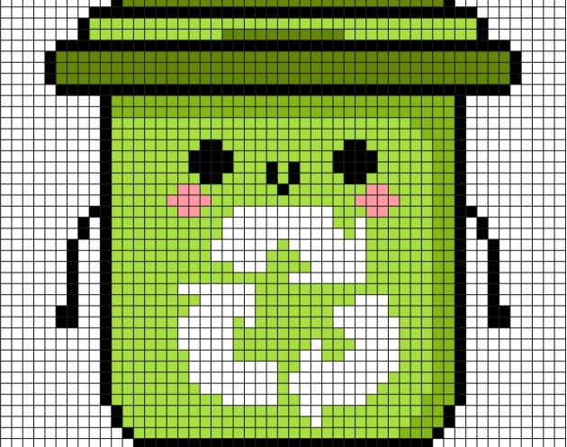 Pixel Art poubelle de recyclage