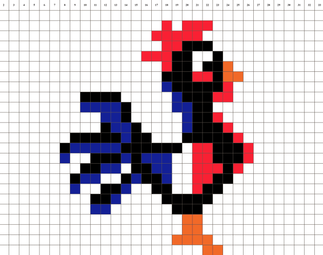 Pixel art sports rooster