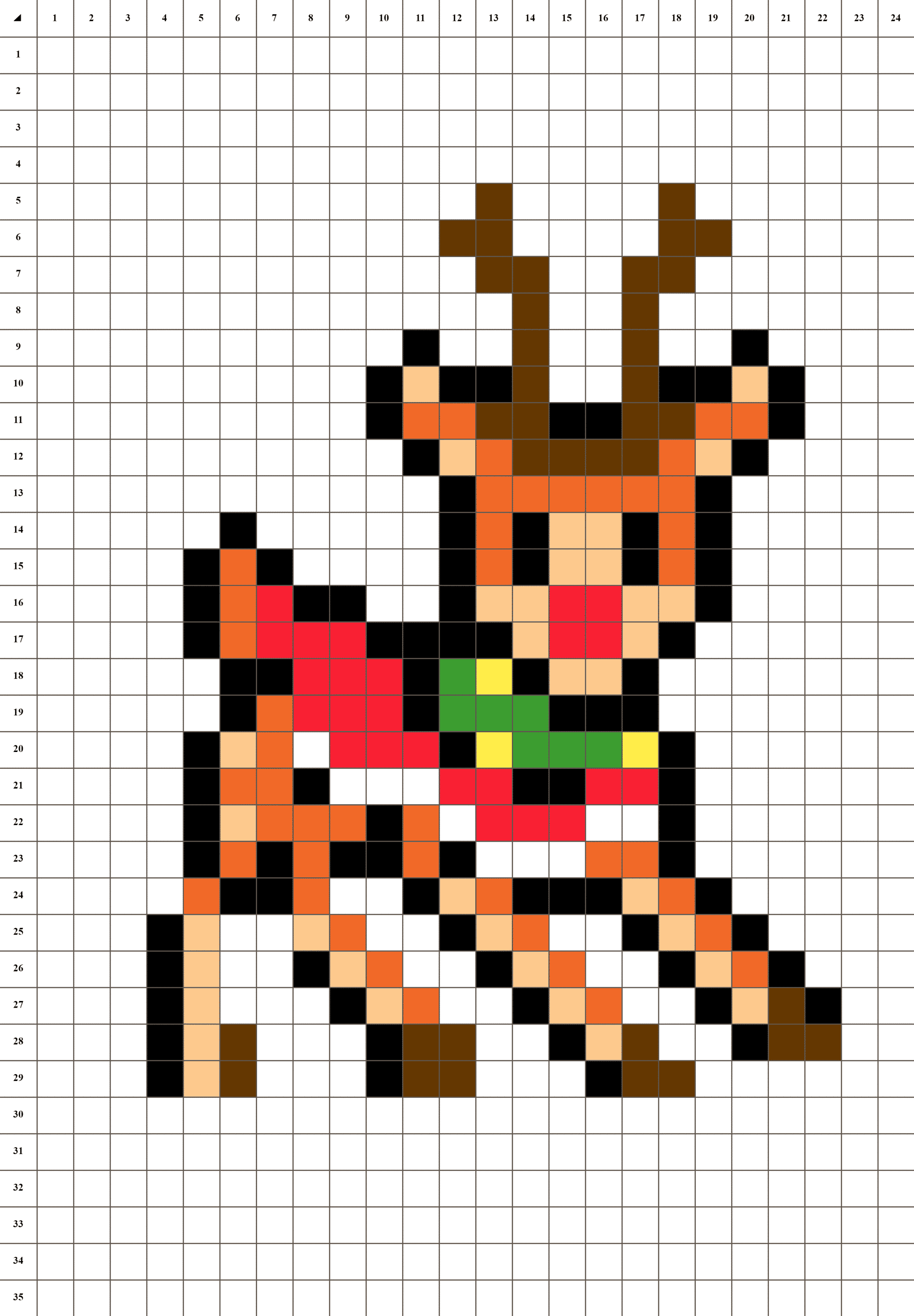 Rudolph Rentier Weihnachten Pixel art