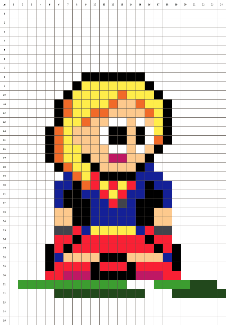 Pixel Art SUPER GIRL - Free Template Download