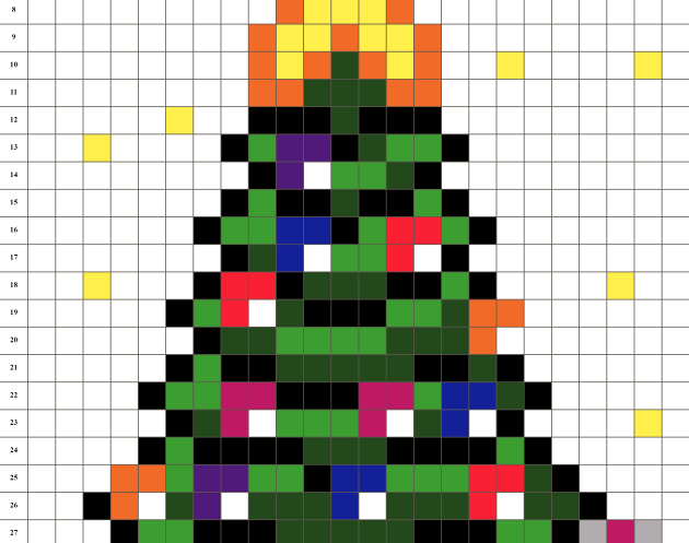 Weihnachtsbaumgeschenke Pixel Art
