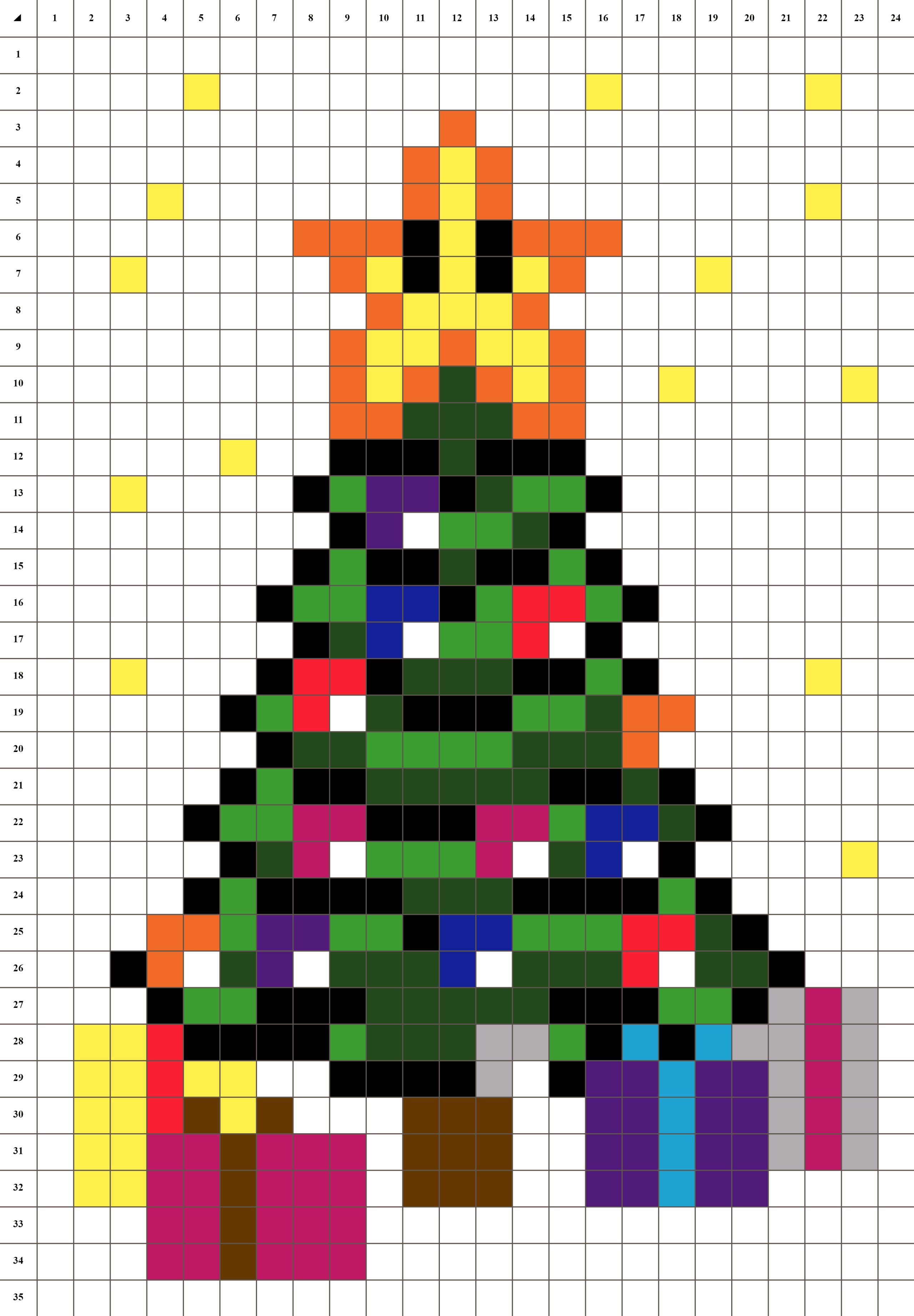 Weihnachtsbaumgeschenke Pixel Art