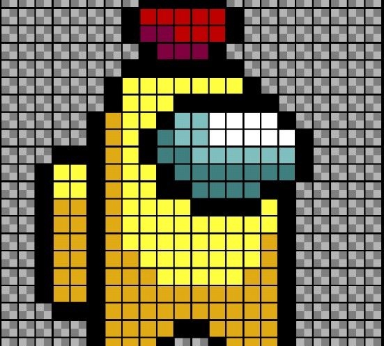 Yellow among us imposter pixel art