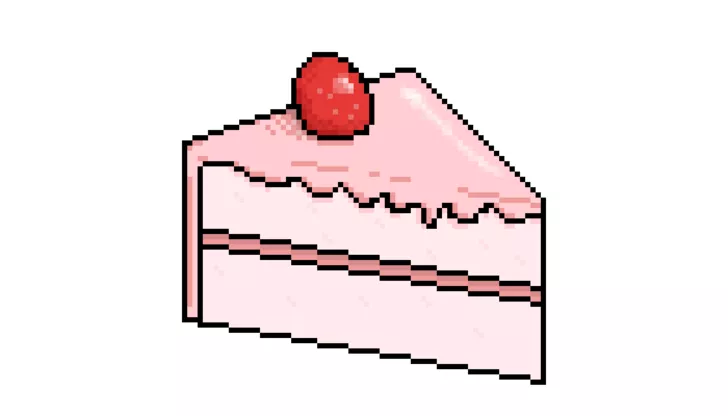 Zeichne ein Stück Pixel-Art-Kuchen 5