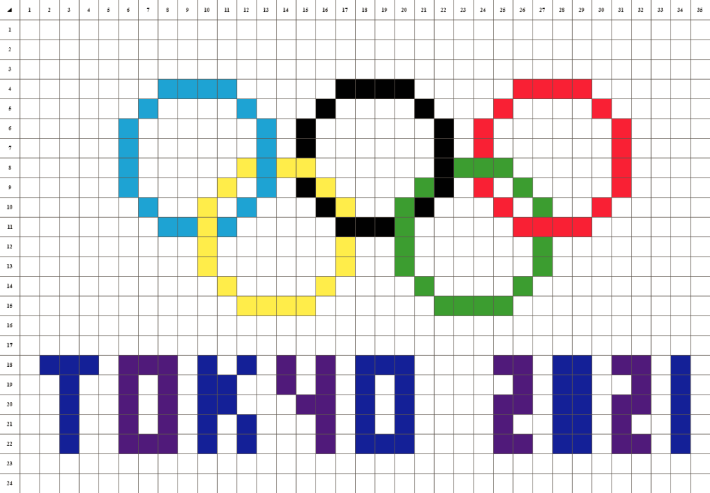 Olympische Spiele Pixel Art Tokyo Logo 1024x711 