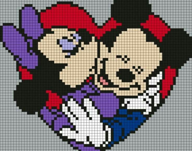 Pixel art Mickey und Minnie