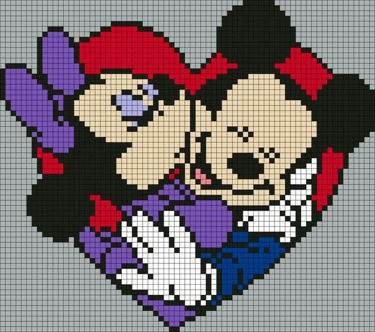Pixel art Mickey und Minnie