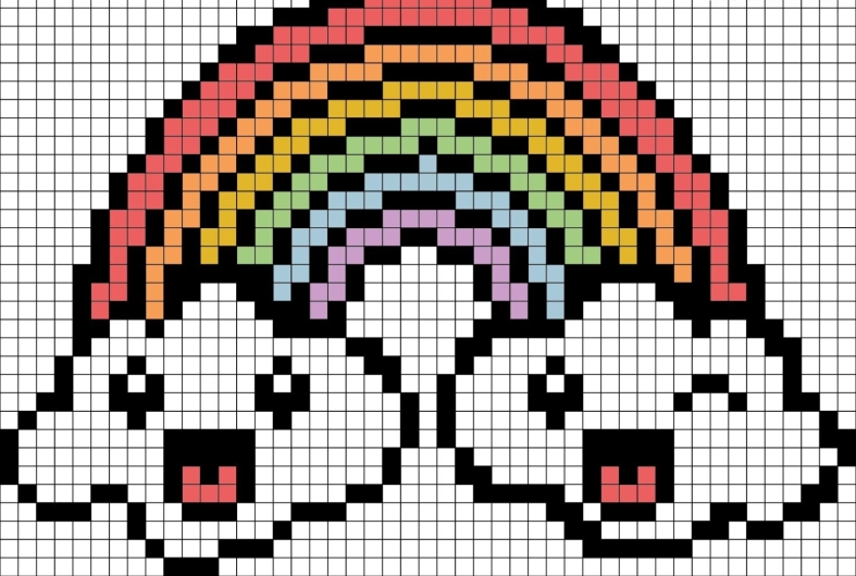 Regenbogen Pixel Art - Einfaches Zeichnungsmuster