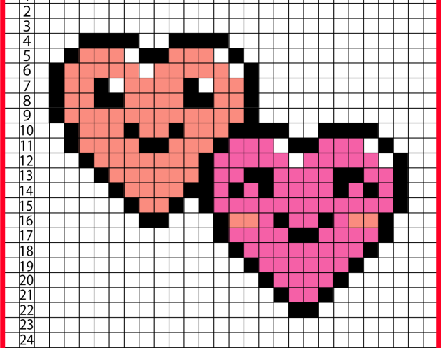 zwei Herzen pixel art
