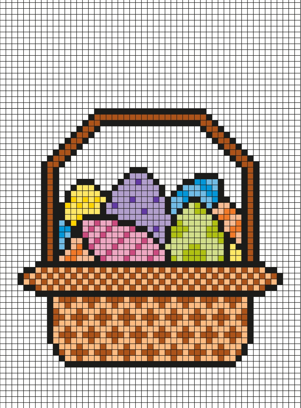 Basket with Easter eggs pixel art
