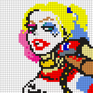 Pixel Art Harley Quinn - Free Template Download