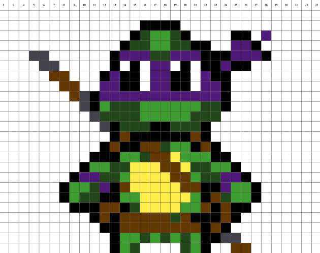 Ninja Schildkröte Donatello pixel art