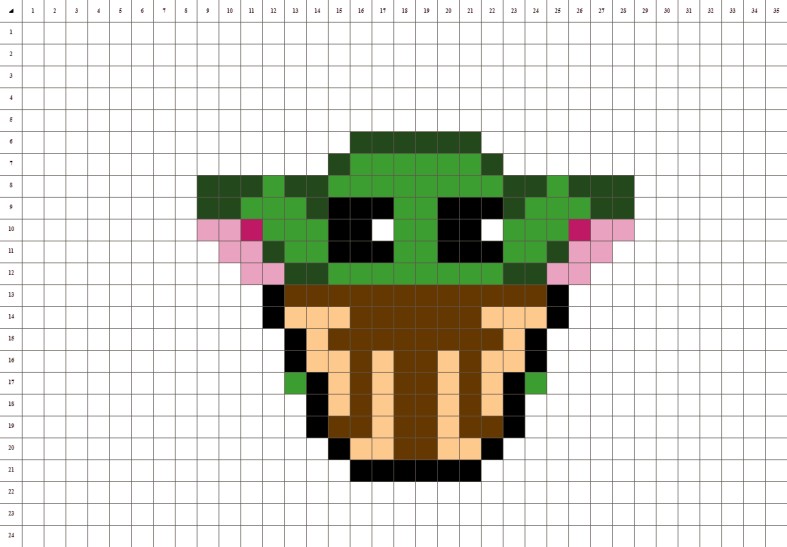 GROGU Pixel Art - Easy templates to draw