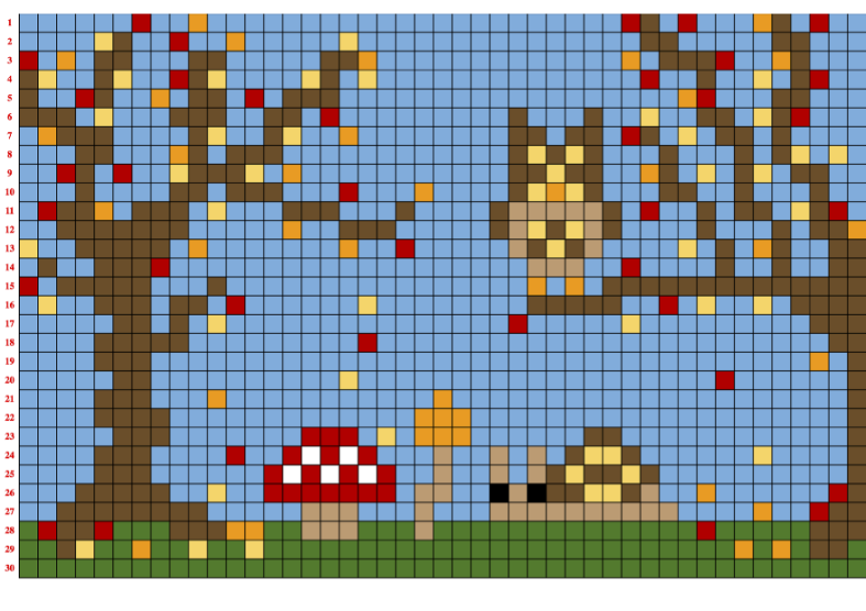 Autumn Pixel Art Simple Drawing Pattern